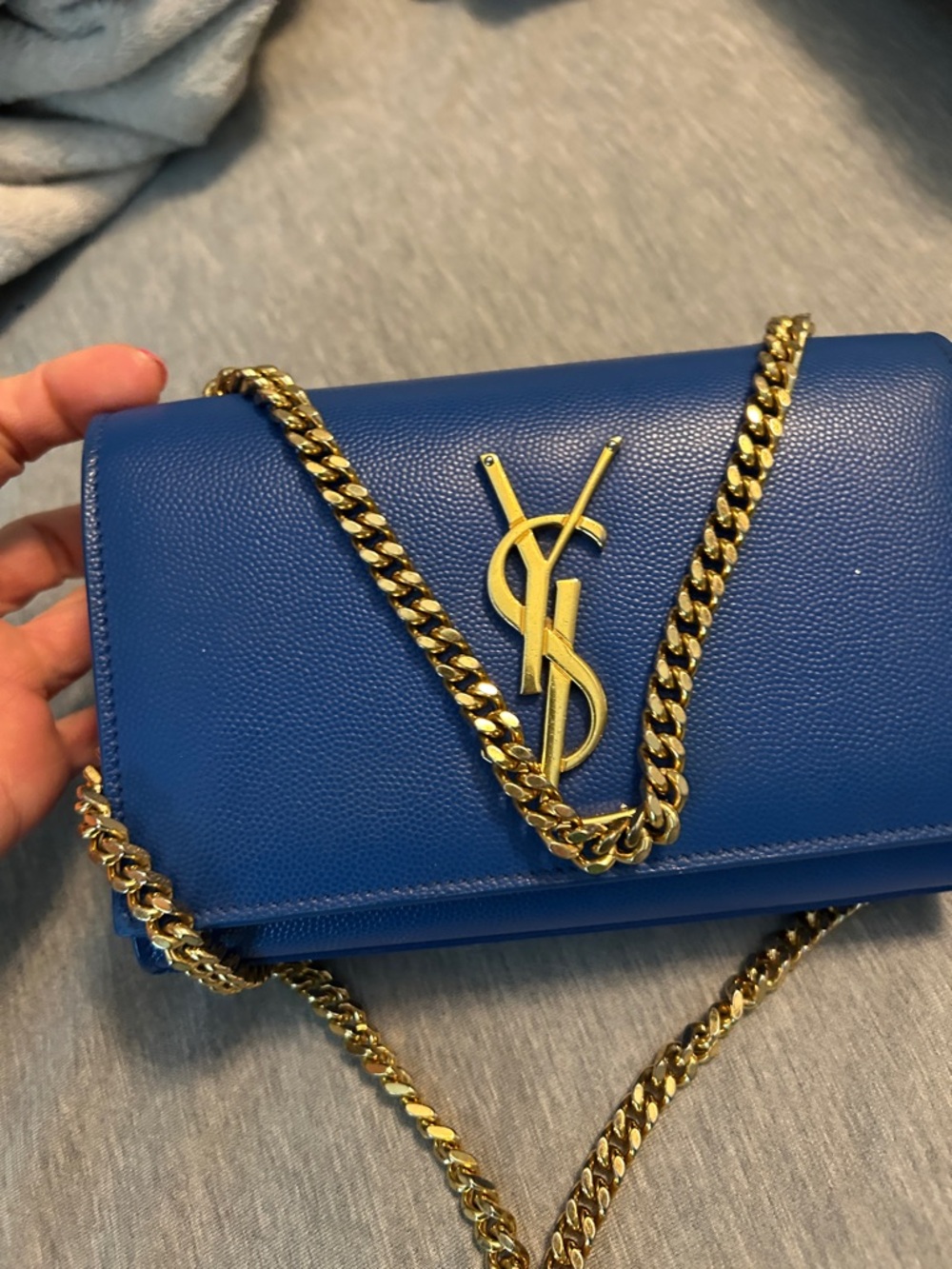 Saint Laurent Royal Blue Chain Wallet with Gold Hardware - Picture 3 of 11